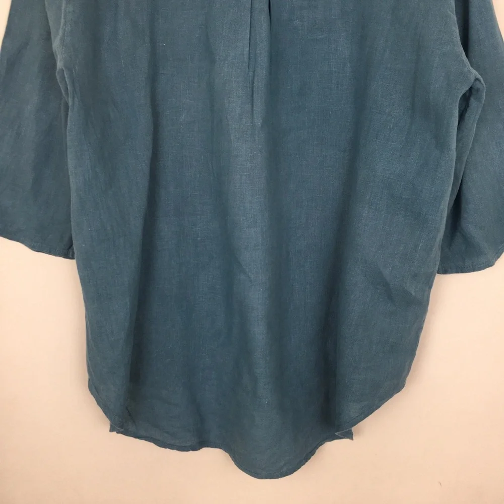 Tempo Paris 100% Linen Tunic Top Blue Women’s M/L Lagenlook - Picture 11 of 12